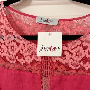 Seven7 Pink Lace Midi Dress